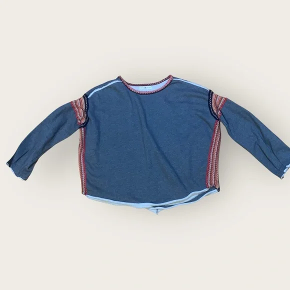 Natural Life - Colorful Knit Trim - Oversized Sweatshirt - Boho Sleeves - L/XL - Picture 8 of 12